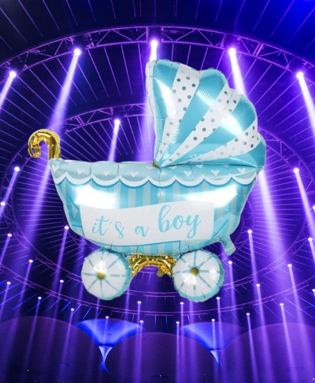 Folyo Balon Baby Boy Mavi Puset 79x71cm Cinsiyet Partisi Baby Shower Bebek Partisi Diğer