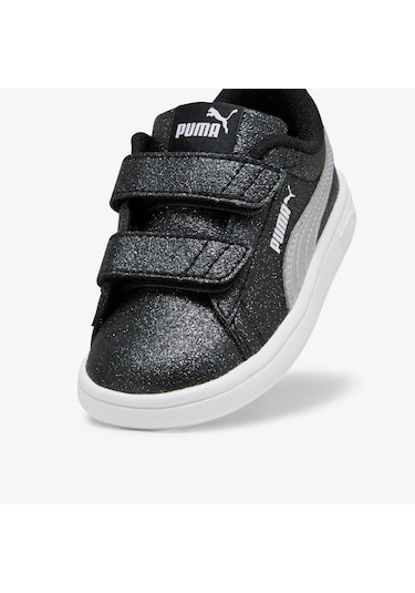 Puma Smash 3.0 Glitz Glam Bebek Siyah Simli Spor Ayakkabı Düz 394688 Siyah