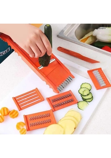 Likeable 6'sı 1 Arada Kore Havuç Rende Dilimleyici Mutfak Gereçleri - Turuncu Turuncu