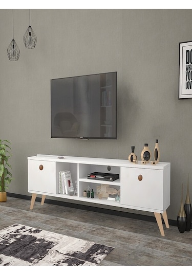 Mbes Mobilya Esin Beyaz 160 Cm Tv Ünitesi (Stoktan Hızlı Kargo)
