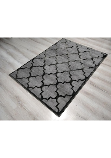 Eko Halı Como Cm04 Gri Siyah Modern Halı 120X170 Cm