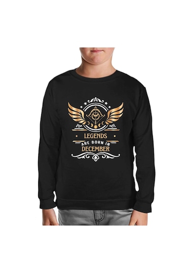 Legends Are Born İn December - Sagittarius Yay Burcu Siyah Çocuk Sweatshirt 001