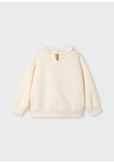 Mayoral Krem Kız Çocuk Fırfırlı Yaka Sweatshirt 4430 Krem