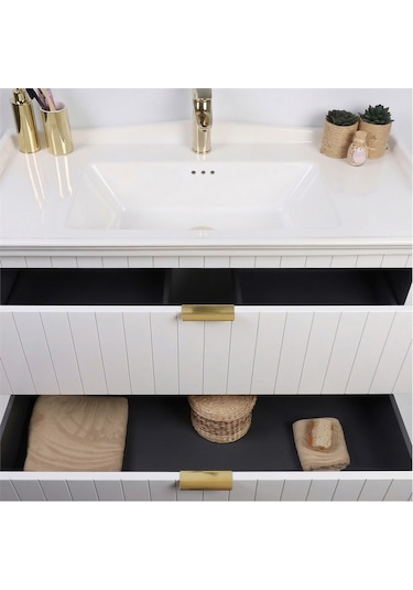 Kobos Noble 80 Cm Banyo Dolabı Seti Bianco Beyaz