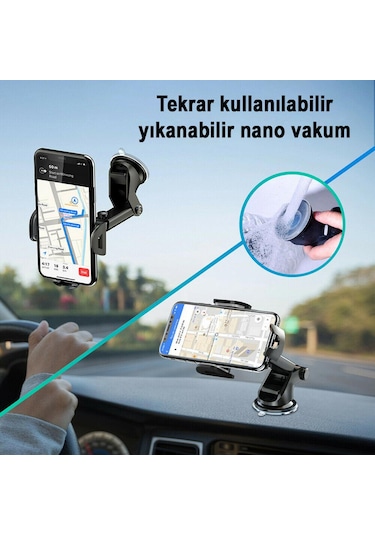 Apera Mt95 Araç İçi Telefon Tutucu 3ü1 Arada Orta Konsol - Ön Cam