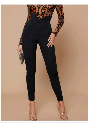 Munn Collection Kadın Siyah Krep Kumaş Pantolon Siyah