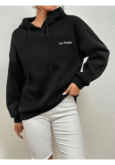 Altamira Unisex Los Angeles Baskılı Oversize Kapşonlu Sweatshirt 001