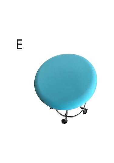 Açık Mavi 1pc Streç Spandex Elastik Yuvarlak Sandalye Kapak Slipcover Düz Renk Basit Yıkanabilir