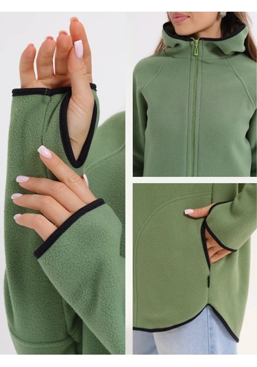 Kanka Fermuarlı Polar Sweatshirt 402379081 Yeşil