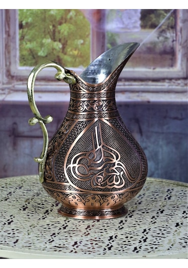 Sultan Tuğralı Eskitme Keski Osmanlı Bakır Sürahi