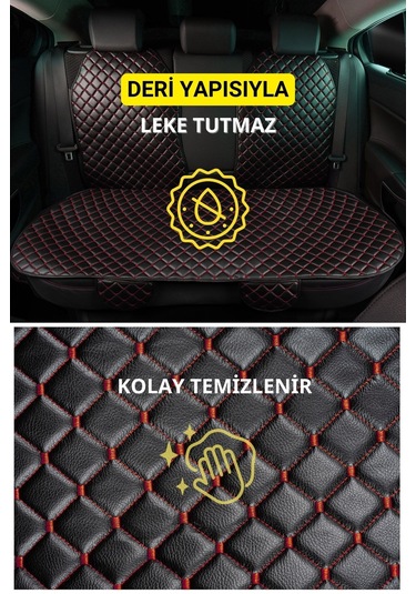 Deri-vinil Oto Minder Seti Kırmızı 7 Parça