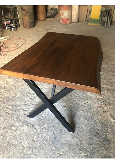 Bintaşmobilya Ceviz Rengi Gürgen Ağacı Kütük Masa Imalatı 80X120.Cm