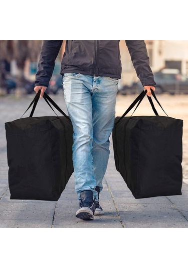 Suofeng 2 Adet Siyah Büyük Kapasiteli Oxford Kumaş Nakliye Çantası - Güçlü Fermuar Ve Taşıma Kolleri İle Giysi, Seyahat Ve Depolama İçin Uygun Siyah