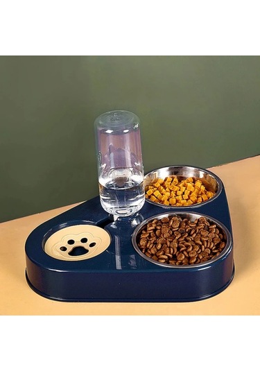 Techtic 3in1 Kedi Köpek Mama Su Kabı Paslanmaz Çelik Mama Kabı
