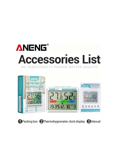 Boatshop1 Aneng Ap01 Grey Cat Dijital Termometre Higrometre Büyük Lcd Ekran Akıllı Alarm Saati Ev Ofis