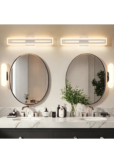 Fastbuy Beyaz 60.96 Cm 3000k Led Banyo Ayna Üstü Işıklık, Modern Vanity Aydınlatma Beyaz