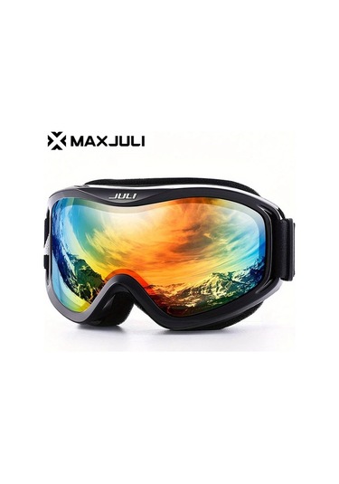 Maxaccess Maxjulı Erkek Ve Kadın Kayak Gözlüğü - Antifog Polar Siyah Gökkuşağı Lens Kar Board Snowmobile