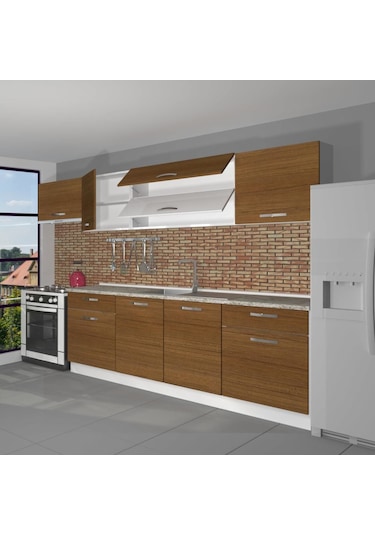 Decoraktiv Prestij 280 Mdf Hazır Mutfak Dolabı - Tezgah Dahil - Naturel Ceviz