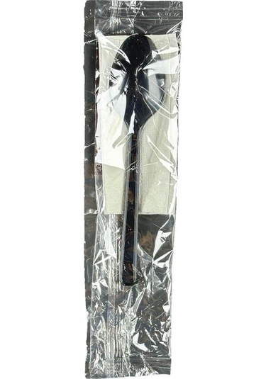 Kullan At Yemek Seti 5'lı Kaşık, Kürdan , Peçete , Islak Mendil , Tuz Siyah