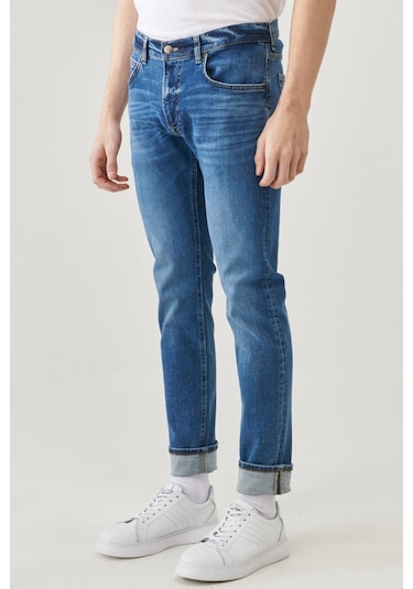 Lee Slim Fit Dar Paça Mavi Erkek Kot Pantolon L719nlqn 001