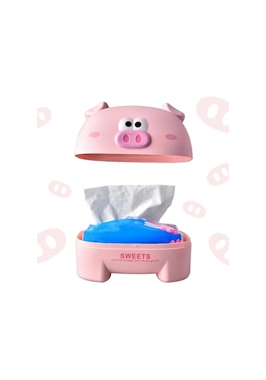 Mor-peçete Kutusu Çıkarılabilir Kapak Hayvan Şekli Büyük Kapasiteli Depolama Yaratıcı Inek Domuz Araba Doku Kutusu Tutucu Ev Gereçleri