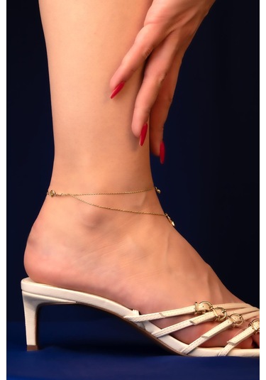 14 Ayar Altın Firuze Taşlı Yıldız Halhal Hal0021 Beyaz