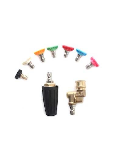 Symbee 4000 Psı Basınçlı Yıkayıcı Döner Turbo Nozul, 7 Renk 1/4 Bağlantılı, 5 Kademeli Ayarlanabilir Seramik Çekirdek Nozul