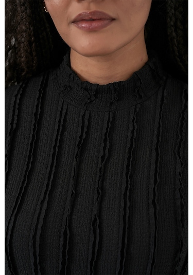 Kadın Dokulu Esnek Örme Bluz 975 - Siyah Siyah