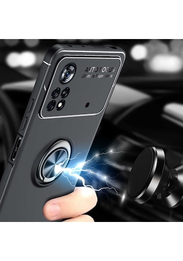 Xiaomi Poco X4 Pro 5G Kılıf Yüzüklü Magnetli Ravel Case Kapak