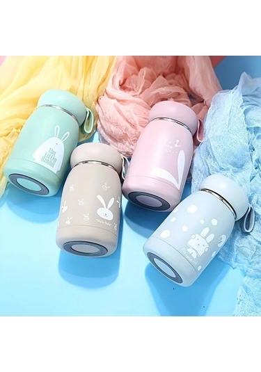 Trendooze Sunshine022 Tavşanlı 11oz Pembe Termos, Hediye Seçimi Pembe