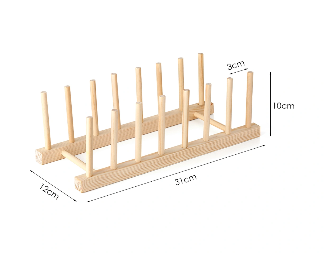 Hombey Ahşap Depolama Rafı, Mutfak Tabak/kaşık Kurutma, Kitap/cd Düzenleyici, 7 Bölmeli, 8 Çubuk, A007 Bej Çok Renkli