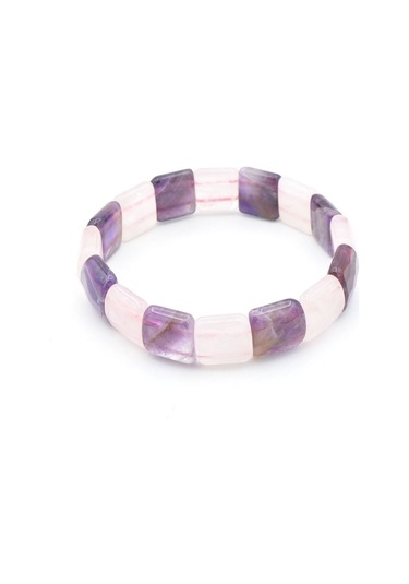 Murty99 Hakiki Pembe Kuvars Ametist Taşı Bileklik Mor
