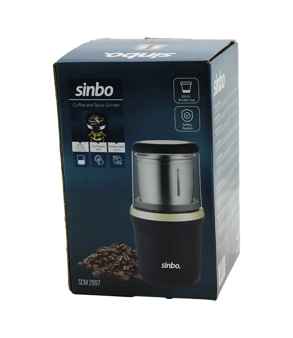 Kahve - Baharat Öğütücü Çelik Bıçak - Öğütme Haznesi 100gr 200w Bas Çalıştır Kapak Mika Kristal Pls Kahverengi