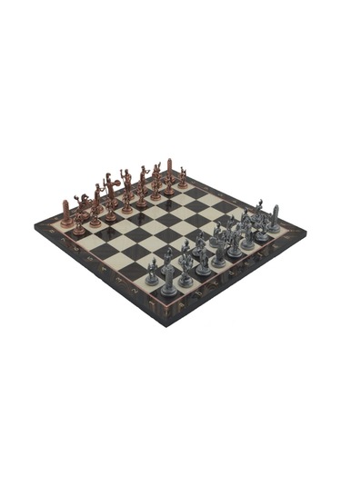 Gifthome Metal Satranç Takımı-seti orta yunan antik ceviz Desenli