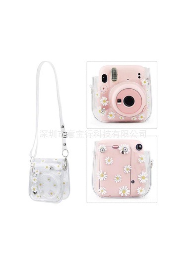 Springsun Mini 11/8/9/40 İçin Camgözlü Papatya Desenli Korumalı Kılıf + Askı Kayış - Hafif, Taşınabilir, Anıları Koru