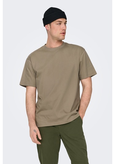 Only & Sons Erkek Onsfred Bisiklet Yaka Kısa Kollu T-shirt 22022532 Toprak TOPRAK Kahverengi