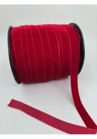 2 Cm Düz Kadife-kırmızı-5 Metre-yılbaşı Paket Süslemede-çam Ağacı Süslemede