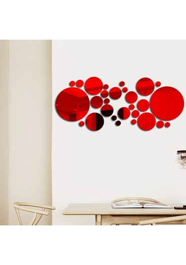 Reedark 30 Adet Altın Renkli Akrilik Yansıtıcı Dairesel Duvar Sticker Seti - Ev Dekorasyonu Dıy, Çocuk Odası/yatak Odası/banyo Uygun, Hafif Ve Kolay Kurulum Altın