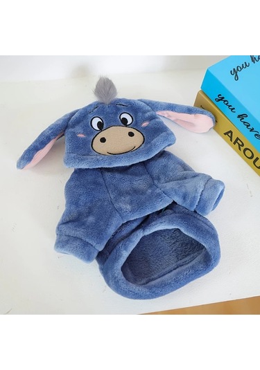 Elmpaly Mavi Yumuşak Malzeme Küçük Köpek Kışlık Denim Ceket Pomeranian Chihuahua Shih Tzu