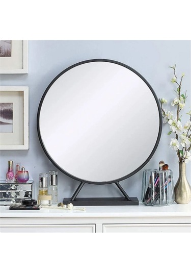 Metal Dekoratif Masa Üstü Aynası Siyah
