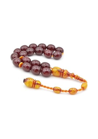 Ahmet Emin Yapımı Osmanlı Model Vişne Sıkma Kehribar Efe Maskot Tesbih Bordo