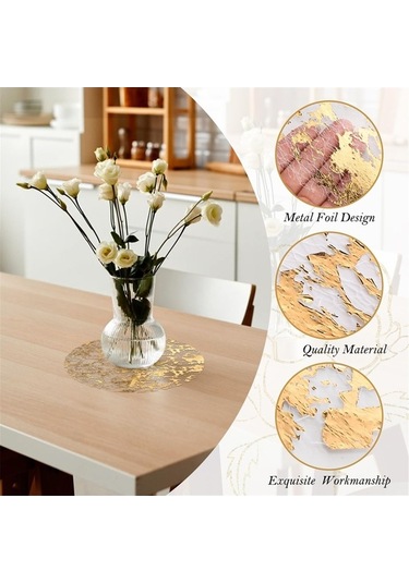 Moly Tek Kullanımlık Yuvarlak Gül Altın Amerikan Servisi İnce Örgü Mat Altın, Lüks Folyo Tasarımı, Yemek Bezi Ve Pedi Seti Altın