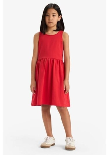 DeFacto Kız Çocuk Bisiklet Yaka Basic Düz Kolsuz Yazlık Elbise B4336A825SMRD51