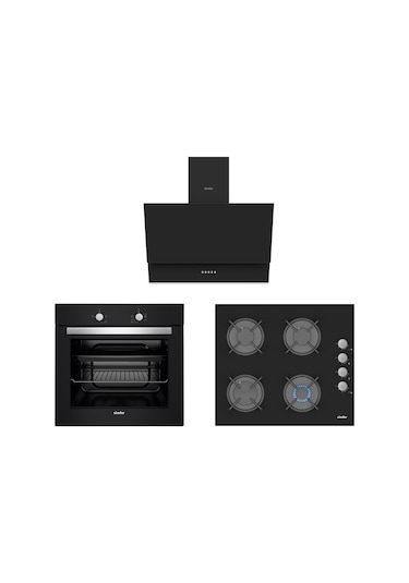 Simfer 7332 - 3500 - 8708 Siyah Ankastre Set