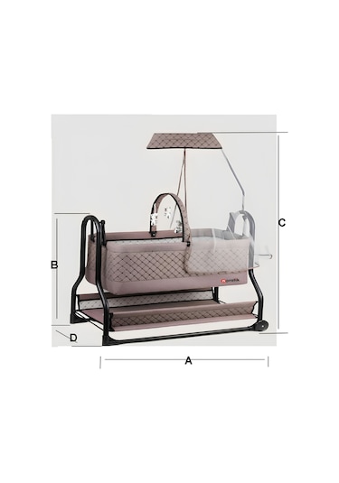 N'pratik Dönenceli Npratik Lüx Bebek Beşiği Nenni Silinebilir Portatif Sallanır Sepet Beşik Hamak Beşik Antrasit