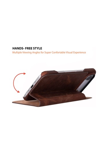 Bloomcase Sonat Mahogany Saddle Hakiki Deri iPhone Uyumlu 17 Air 6.5" Folio Kılıfı Kahverengi