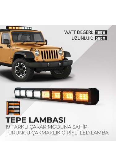 Turuncu Beyaz Çakarlı 55cm Çakarlı Off Road Traktör Tır Çekici