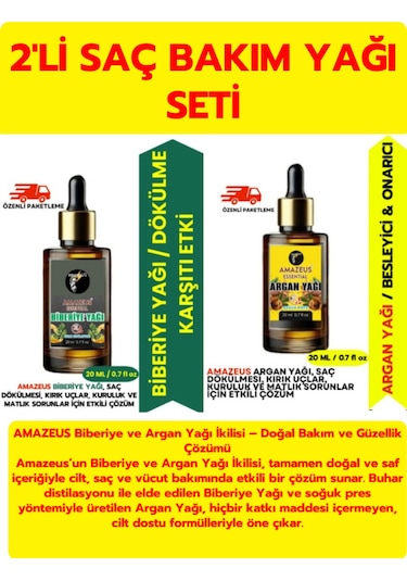 Amazeus Biberiye Ve Argan Yağı İkilisi %100 Saf, Doğal, Soğuk Pres Ve Vegan Bakım Seti 2x20 Ml