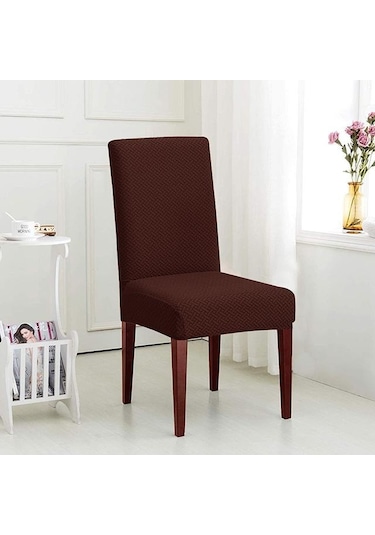 Koyu Kahve 1/2/4/6 Adet Elastik Sandalye Örtüleri Spandex Yemek Sandalyesi Slipcover Yemek Odası Düz Renk Sandalye Kılıfı Düğün Otel Ziyafet İçin 1-pcs