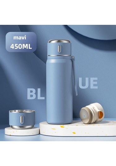 Aoyingnettech Kızlar İçin Termos Kupa Yüksek Değer 316 Paslanmaz Çelik Büyük Kapasiteli Su Bardağı Taşınabilir Öğrenci Okulu Özel Su Bardağı Açık Kamp Termos Kupası Mavi